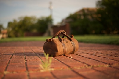 Brown leather luggage
